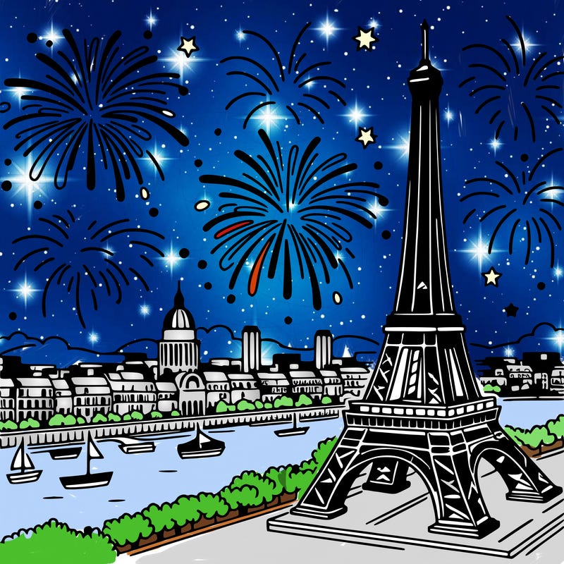 tour eiffel with fireworks