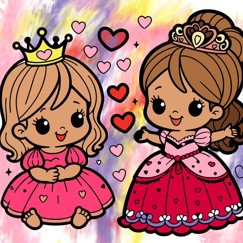 a princess by a baby girl with hearts