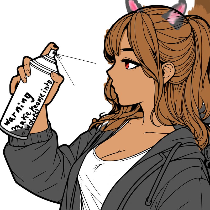 a realistic girl spray, painting