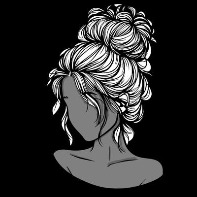 realistic woman with messy bun