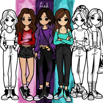 a group of teenage girls in a line
