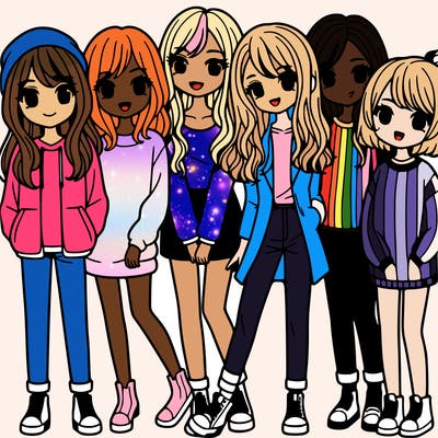 5 friends but girls