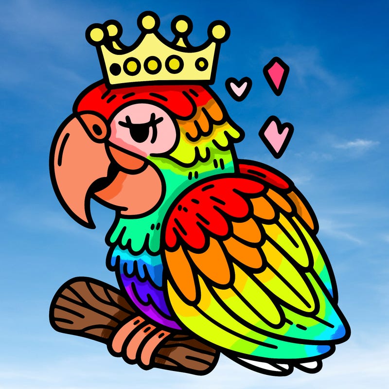 macaw with a crown