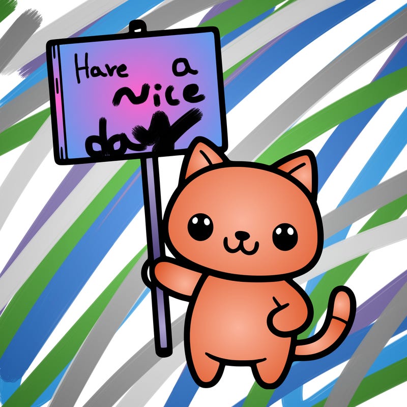 cat holding a sign