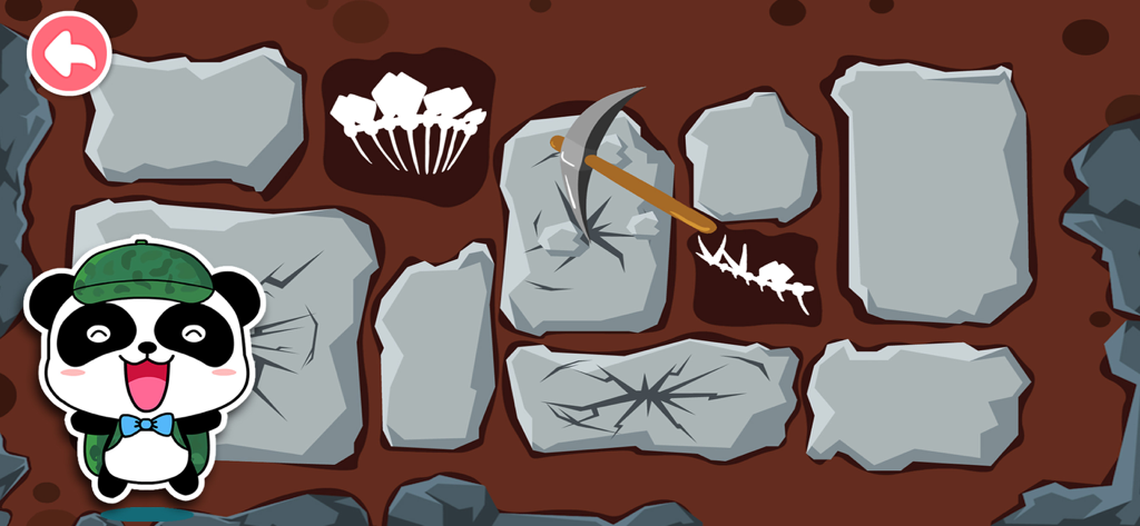 Dinosaur World - Dinosaurs - Panda character digging for dinosaur bones in Dinosaur World