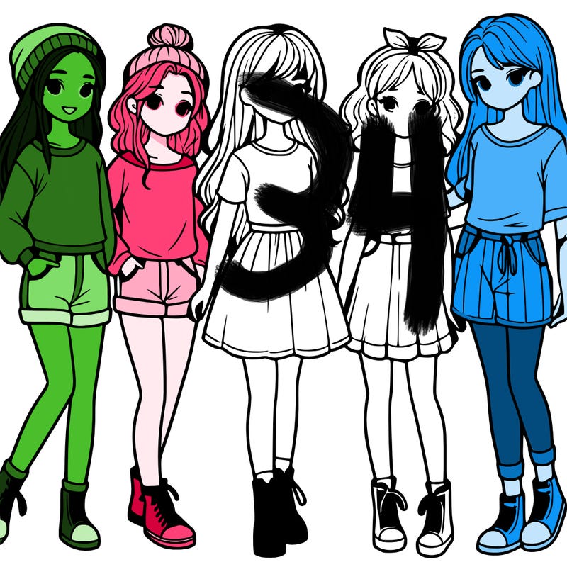 a group of five girls