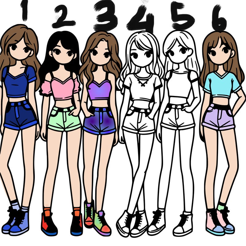 a group of girls wearing crop tops and shorts