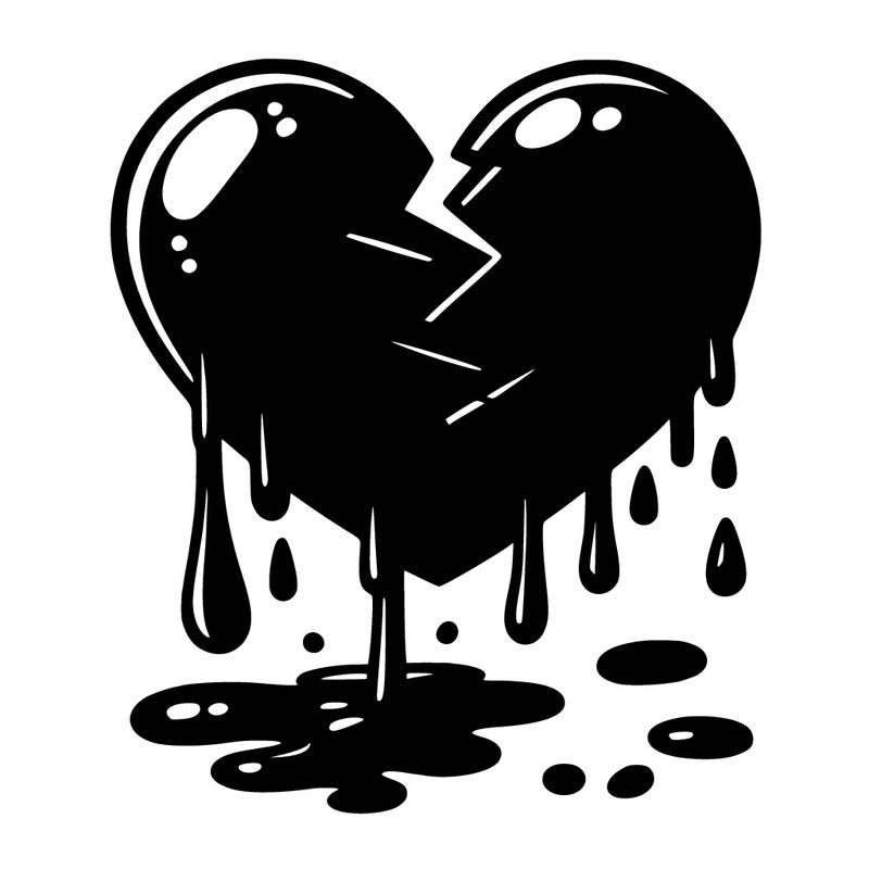 broken heart dripping blood