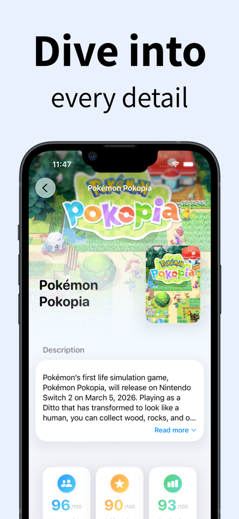 Gm Informer - Gm Informer app screenshot displaying a detailed game information page with description and ratings