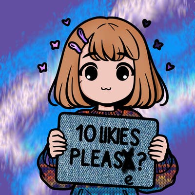 girl holding sign that says 10 likes please?