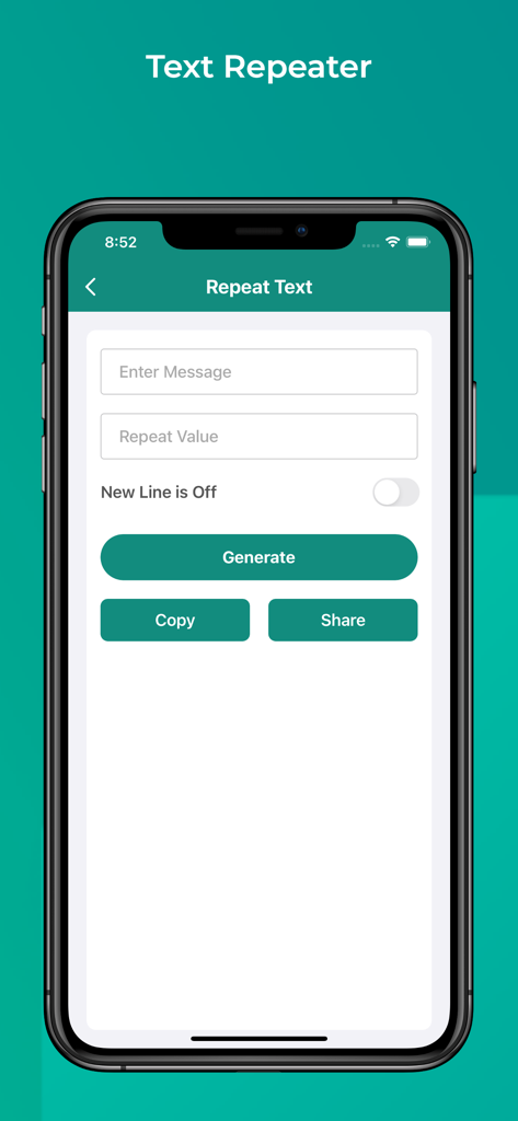 Interface de la fonctionnalité de répétition de texte dans l'application GB Version 2025