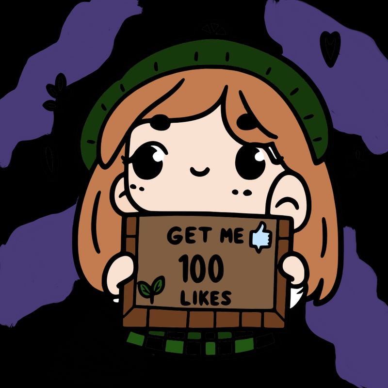 a girl with a sign that says get me 100 likes