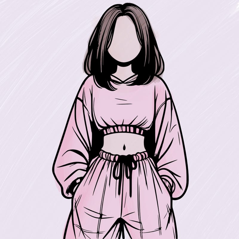 realistic girl faceless with baggy pants and a crop top