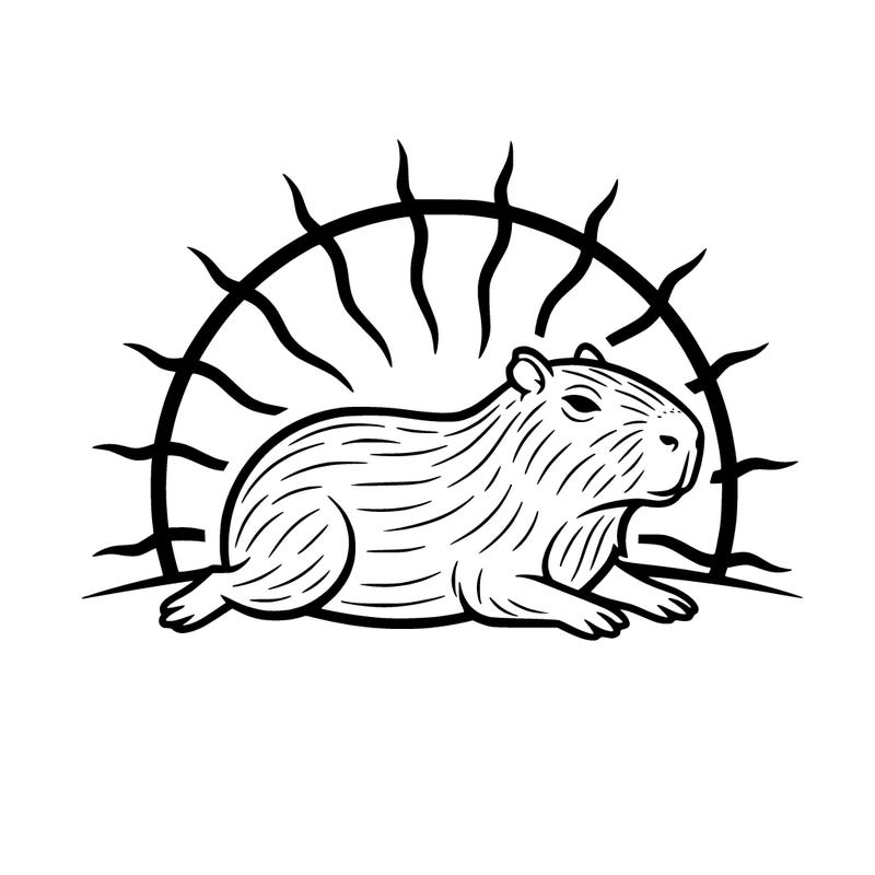 the capybara sunbathing