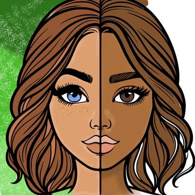 realistic girl split half