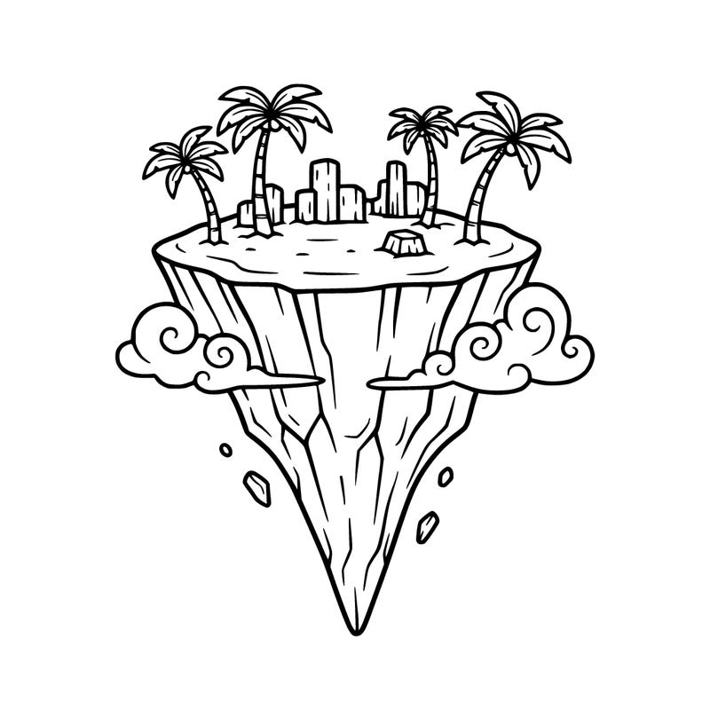 a floating i island 🏝  with a pointy bottom
