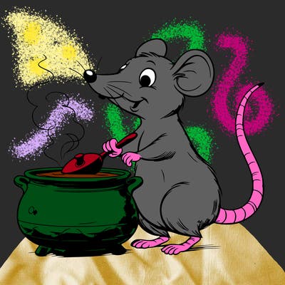 a rat with a long snout and big eyes that cooks with an era while standing on 2 legs realistic