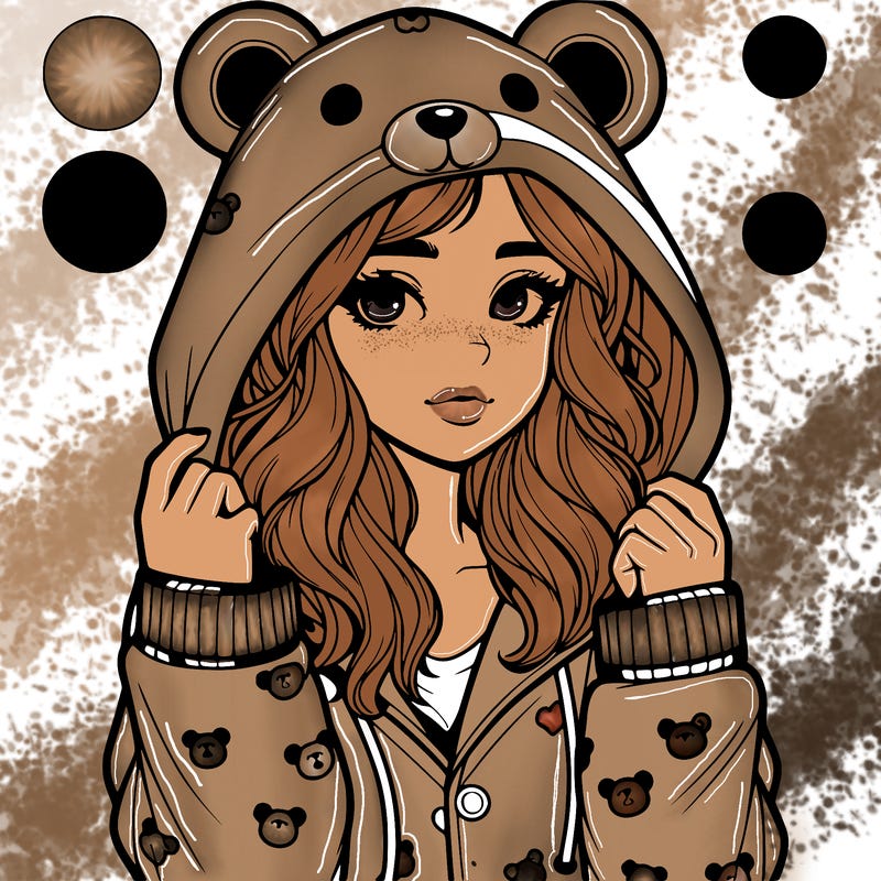 realistic girl in a animal pjs hoodie