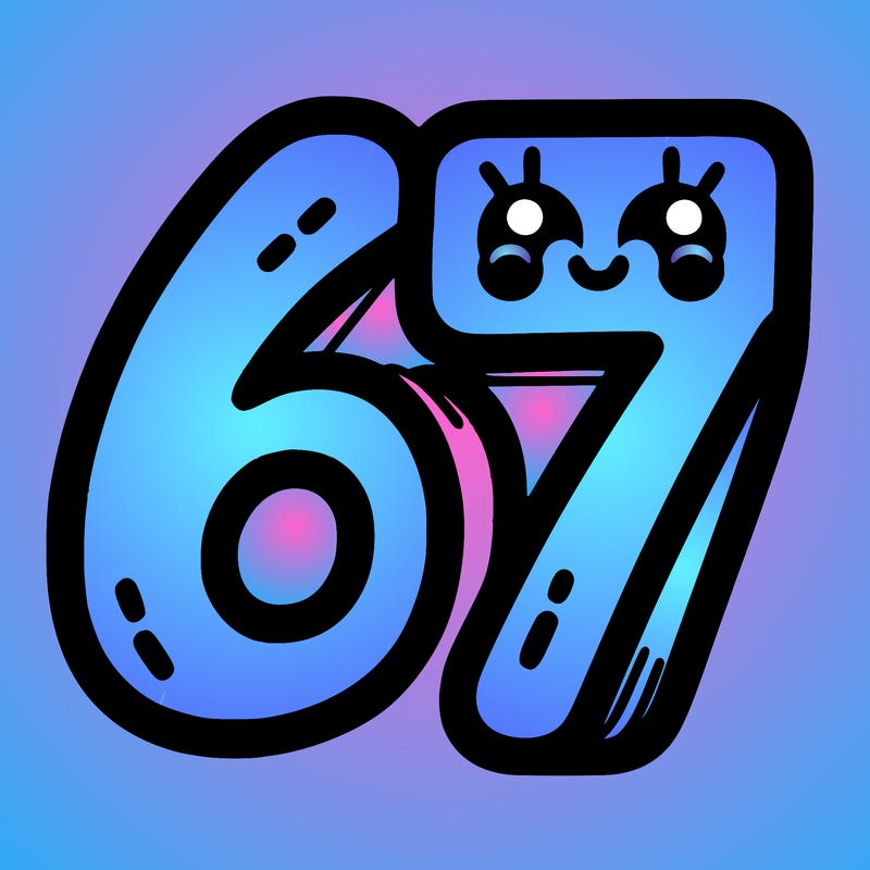 the numbers 67