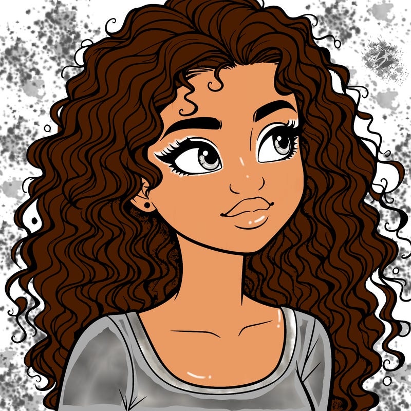 realistic girl with curly hair