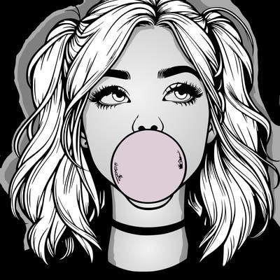 realististic girl blowing bubble -gum