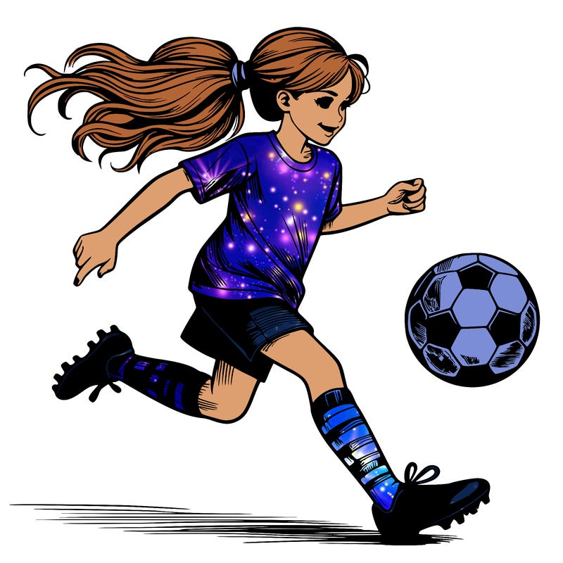 realistic girl playing soccer