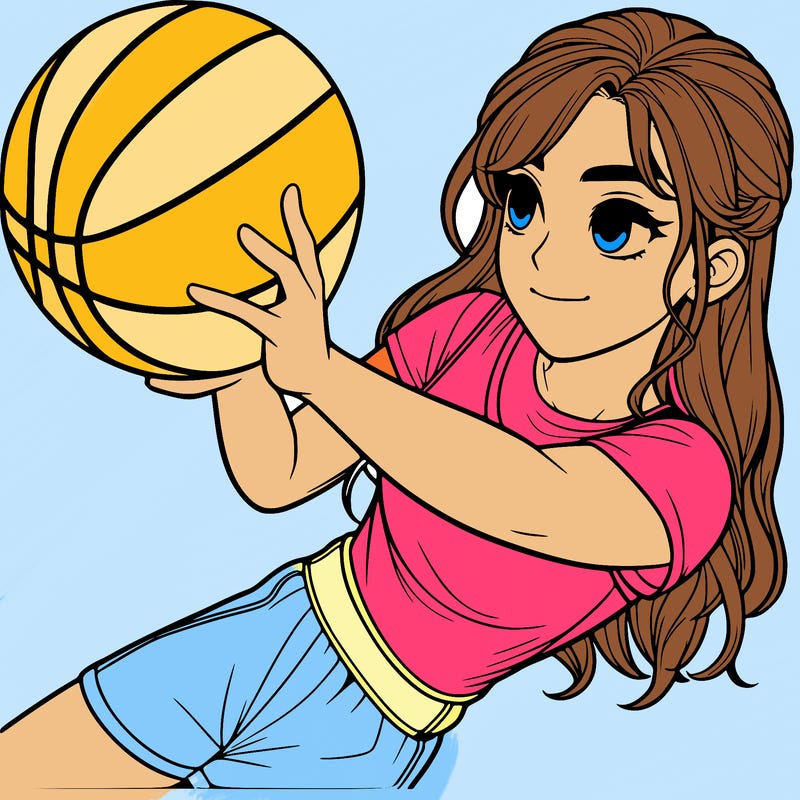 realistic girl playing basketball