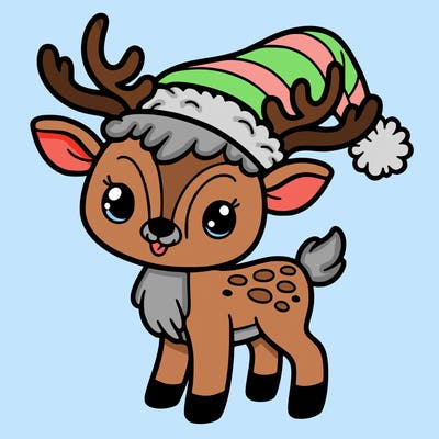 christmas reindeer with santa hat