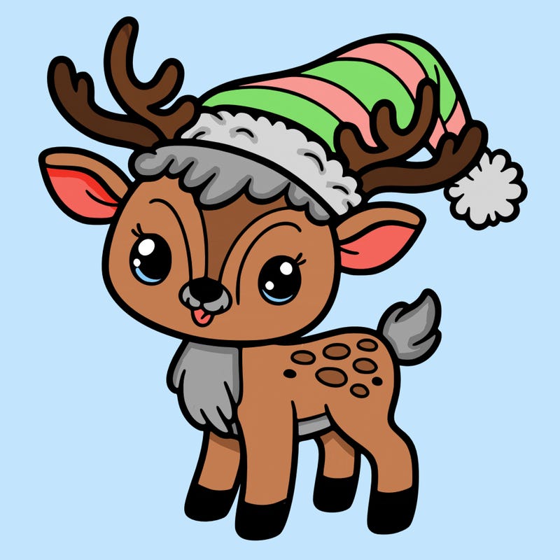 christmas reindeer with santa hat