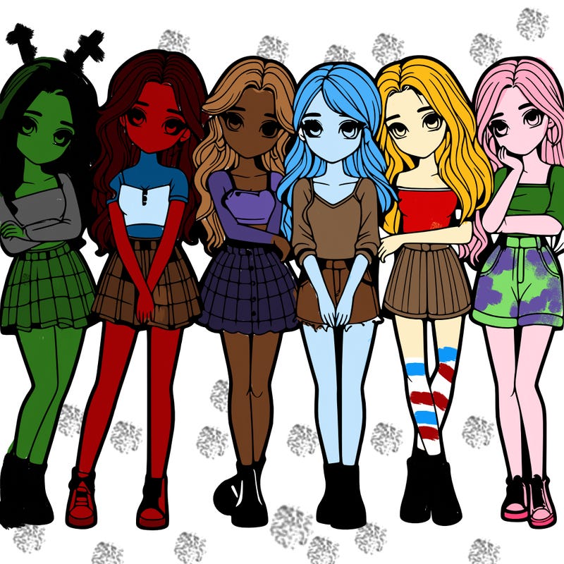 a group of girls realistic