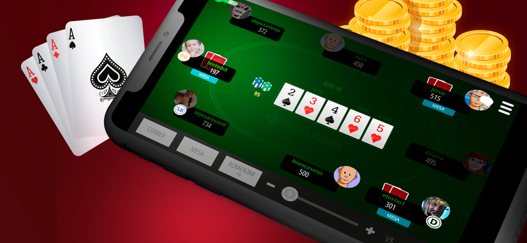 POKER Texas Hold'em e Fechado - Texas Holdem poker table gameplay on a smartphone screen