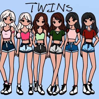 a group of girls wearing crop tops and shorts