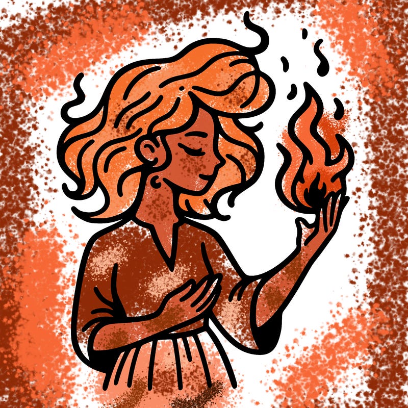 woman with fire
