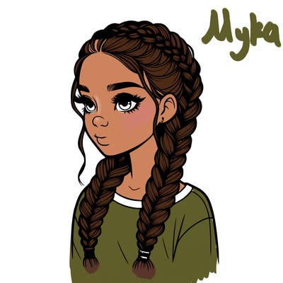 realistic girl with braids