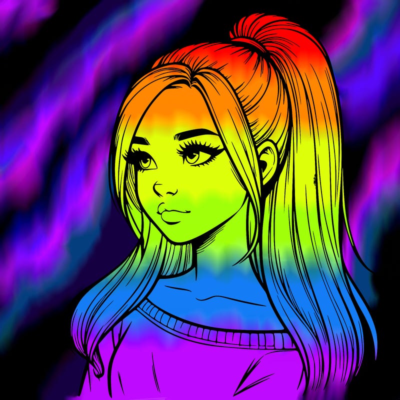 realistic girl with a high ponytail
