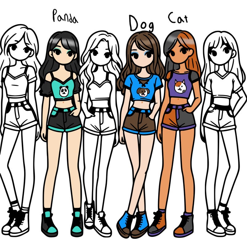 a group of girls wearing crop tops and shorts