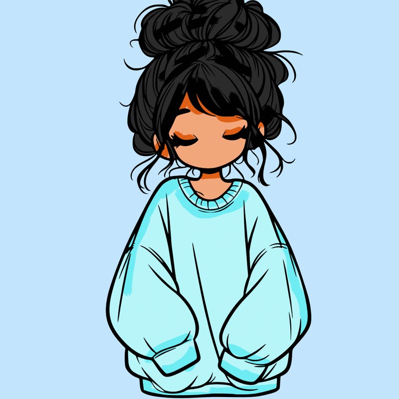 girl with baggy sweatshirt and messy bun