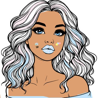 realistic girl with wavy hair and lips