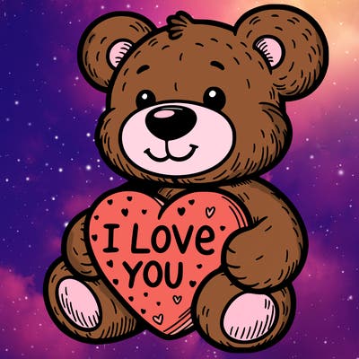 teddy bear holding an i love you heart