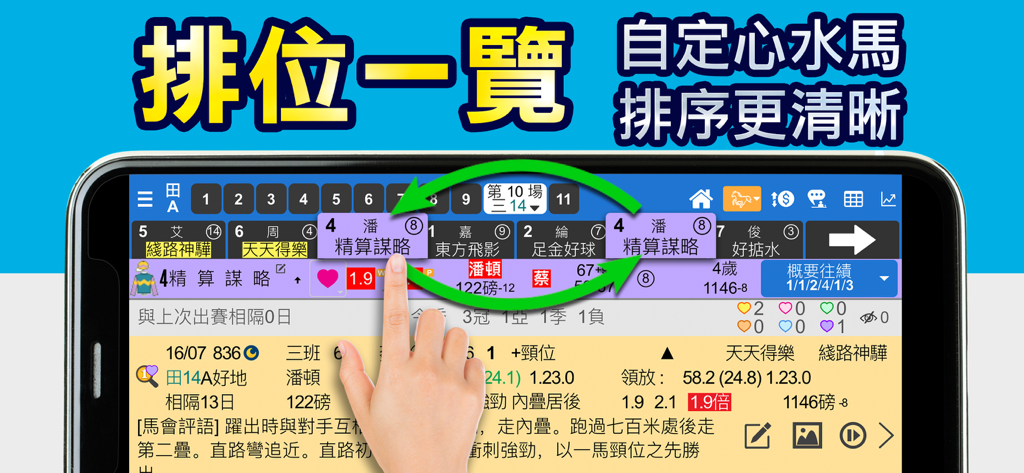 Kinboy App-Oberfläche zeigt, wie Pferderankings für Rennen in Hongkong angepasst werden können