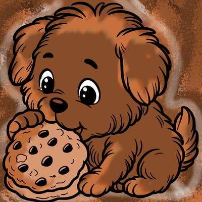 puppy eating a cookie