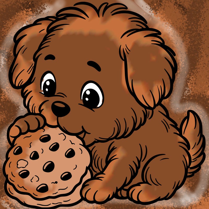 puppy eating a cookie