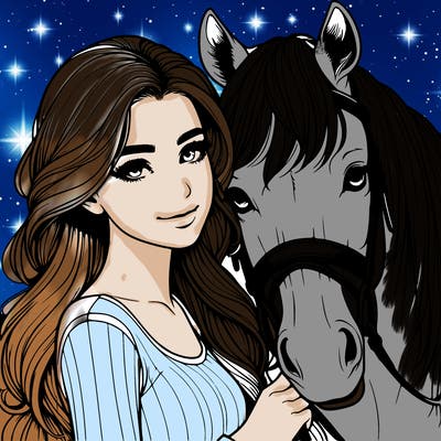 realistic girl with horse