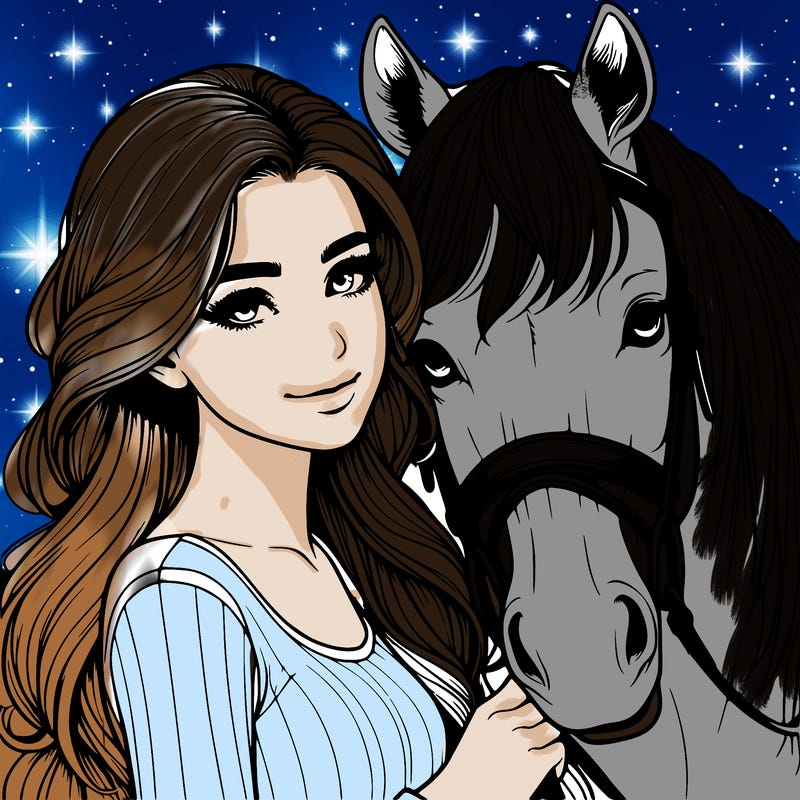 realistic girl with horse