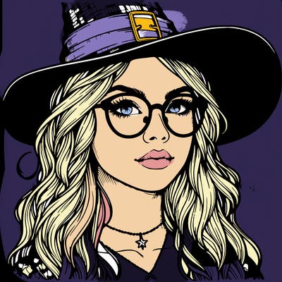a witch with glasses realistic
