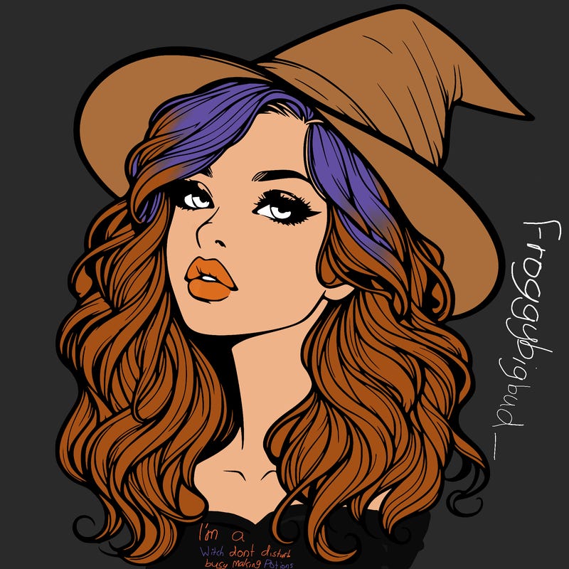 realistic witch girl with wavy hair and lips