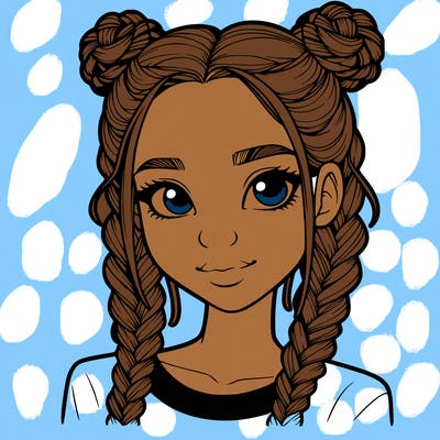 realistic girl with braids