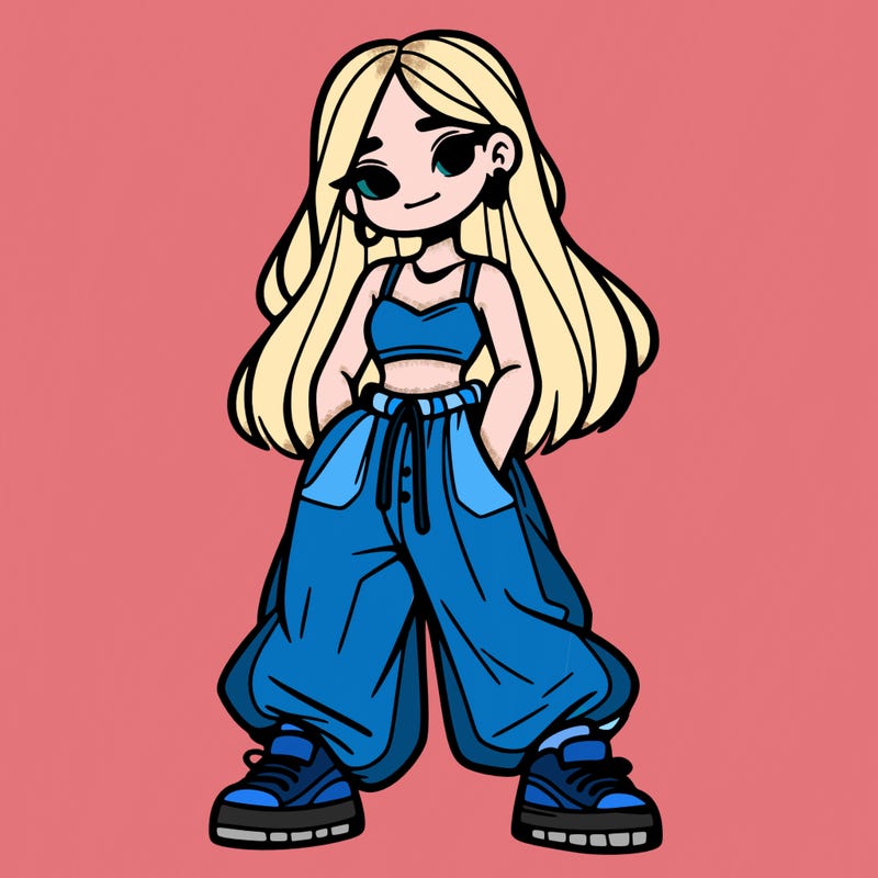 girl in crop top and baggy pants