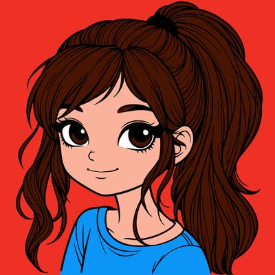 realistic girl with ponytail