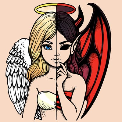 realistic angel half demon